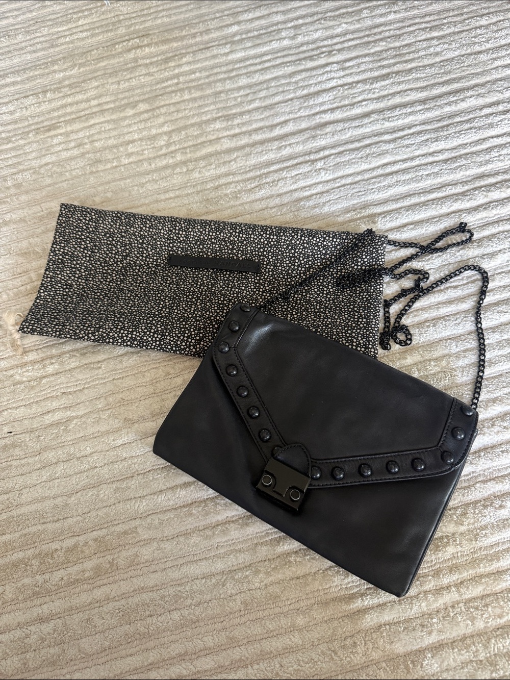 Loeffler Randall Black Stud-Trim Leather Crossbody